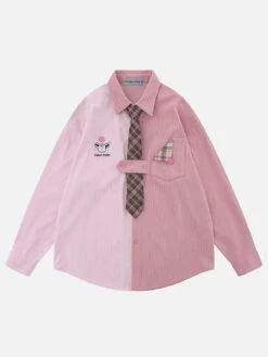 Aelfric Eden Color Blocking Tie Long Sleeve Shirt