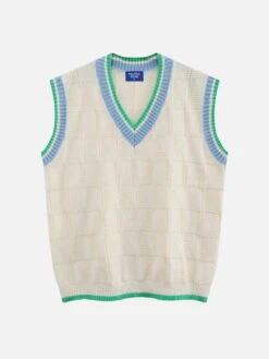 Aelfric Eden Checkered Jacquard V-Neck Sweater Vest