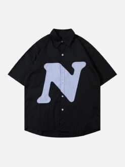 Aelfric Eden Embroidery Letter N Short Sleeve Shirt