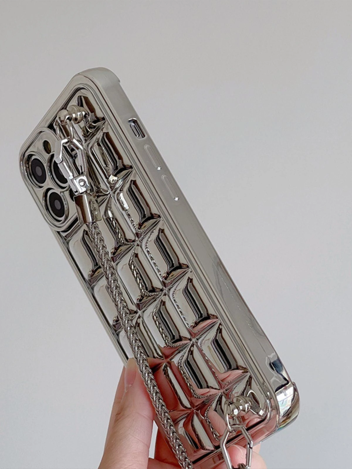 Electroplate Block Heart Chain Mobile Phone Case 4 Electroplate Block Heart Chain Mobile Phone Case - Image 2