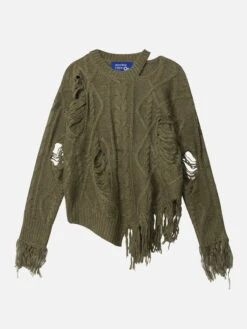 Distressed Fringe Sweater