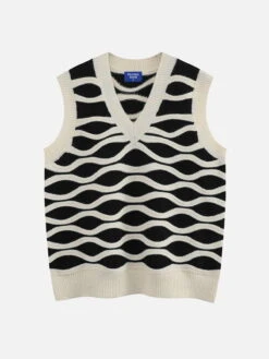 Aelfric Eden Wavy Striped V-Neck Sweater Vest