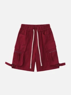 Aelfric Eden Multi-Pocket Cargo Solid Drawstring Shorts