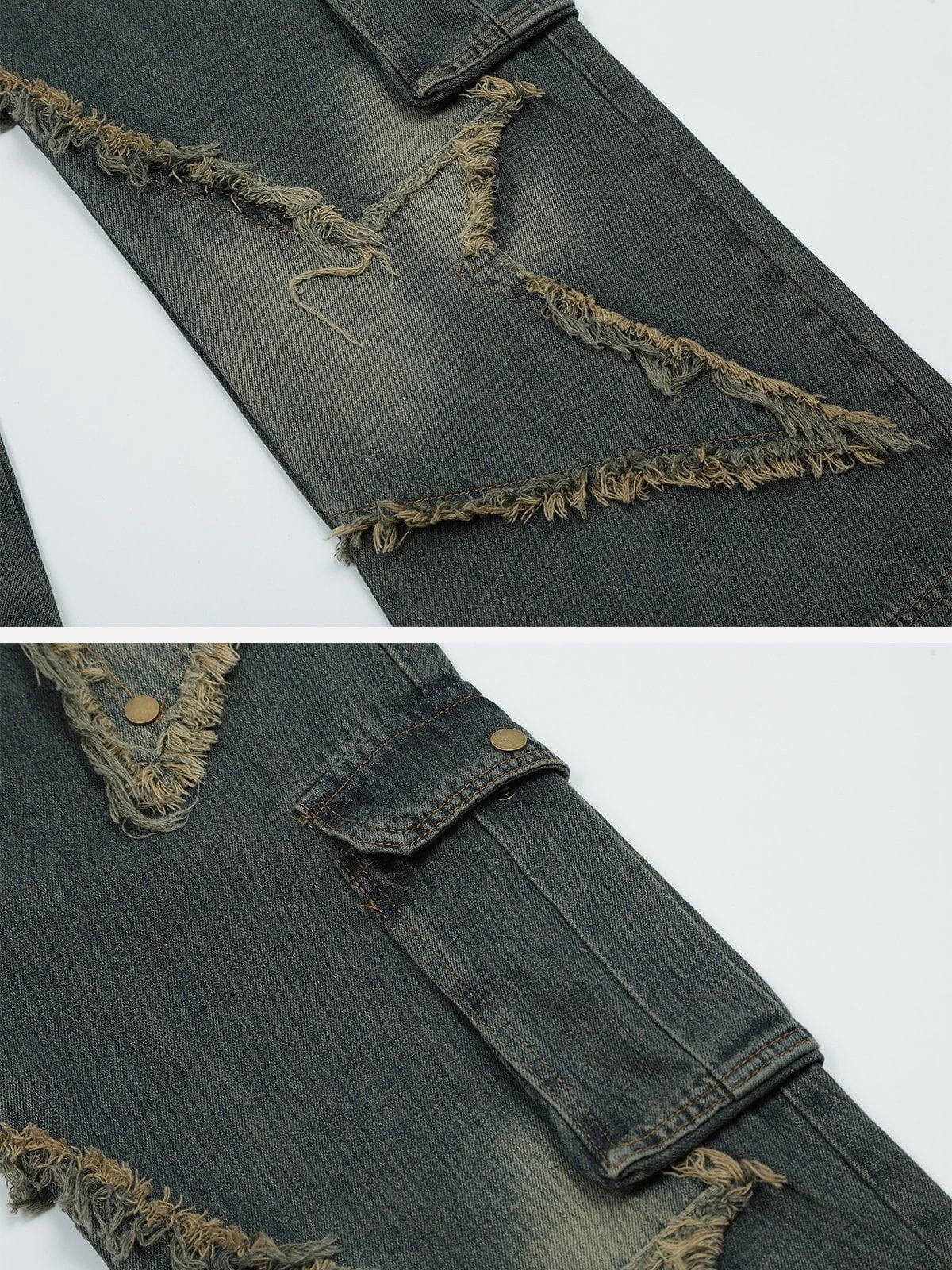 Aelfric Eden Distressed Effect Patchwork Star Denim Jeans 12 Aelfric Eden Distressed Effect Patchwork Star Denim Jeans - Image 10