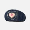 3D Fringe Heart Denim Beret