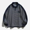 Aelfric Eden Stripe Denim Patchwork Polo Sweatshirt
