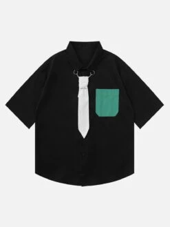 Aelfric Eden Tie Decoration Patchwork Short Sleeve Shirt -Aelfric Eden Shop jpeg 7c5b46ad efce 483f 9ebc 9fbc752ba7d5