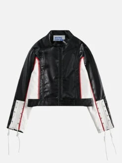 Color Blocking Patchwork Faux Leather Jacket