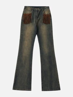 Tassel Pocket Washed Jeans