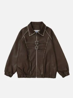 Aelfric Eden Butterfly Buckle Faux Leather Jacket