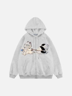 Aelfric Eden Cat Flocking Pattern Hoodie