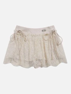 Mesh Lace Pleated Skirt