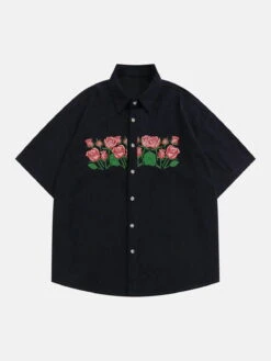 Aelfric Eden Rose Embroidered Corduroy Short Sleeve Shirt