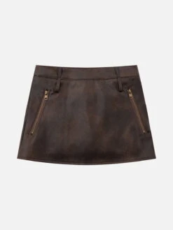 Solid Basic Faux Leather Skirt
