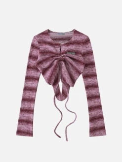 Stripe Drawstring Long Sleeve