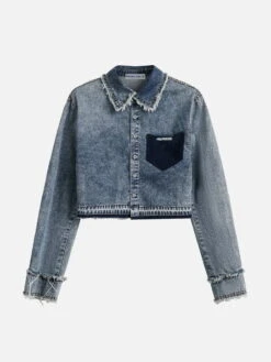 Vintage Fringe Washed Denim Jacket