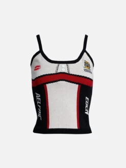 Jacquard Embroidery Racing Tank Top
