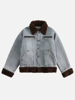 Aelfric Eden Sherpa Detail Washed Denim Jacket