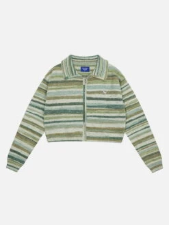 Striped Zip Up Cardigan