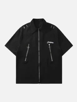 Aelfric Eden Star Zipper Metal Decoration Short Sleeve Shirt