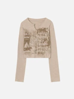 Vintage Slim Long Sleeve Crop Top