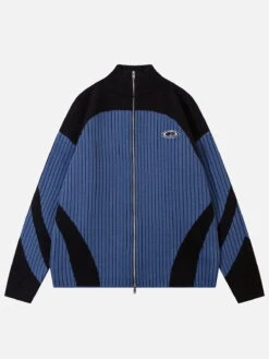 Aelfric Eden Color Blocking Stripe Turtleneck Cardigan