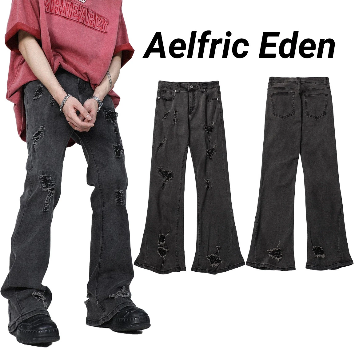 Aelfric Eden | Unisex Denim Street Style Plain Cotton Fringes Washed Denim 3 Aelfric Eden | Unisex Denim Street Style Plain Cotton Fringes Washed Denim