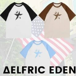 Aelfric Eden | Star Unisex Street Style U-Neck Plain Cotton Short Sleeves