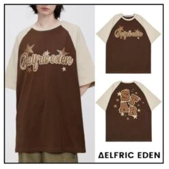 Aelfric Eden | Crew Neck Star Unisex Street Style Plain Cotton