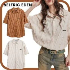Aelfric Eden | Button-down Unisex Street Style Plain Short Sleeves