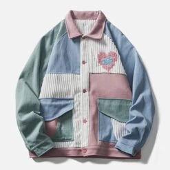 Aelfric Eden | Heart Unisex Street Style Plain Cotton Front Button Jackets -Aelfric Eden Shop org 107