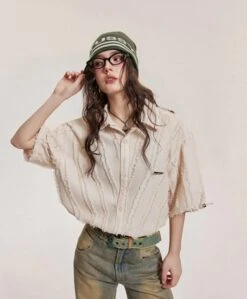 Aelfric Eden | Button-down Unisex Street Style Plain Short Sleeves -Aelfric Eden Shop org 1073