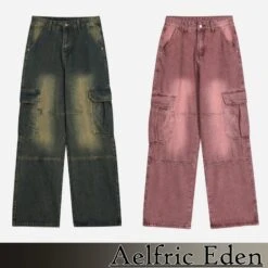 Aelfric Eden | Unisex Street Style Plain Cotton Washed Denim Jeans