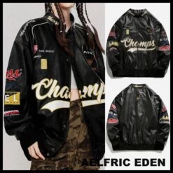 Aelfric Eden | Unisex Street Style Plain Logo Biker Jackets