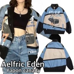 Aelfric Eden | Unisex Street Style Plain Logo Front Button Souvenir Jackets