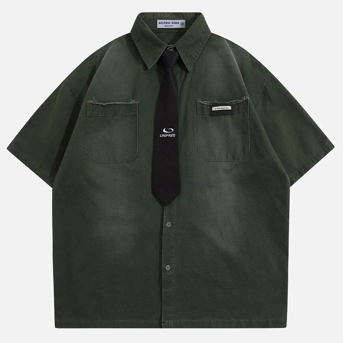 Aelfric Eden | Unisex Denim Street Style Cotton Short Sleeves Shirts 5 Aelfric Eden | Unisex Denim Street Style Cotton Short Sleeves Shirts - Image 3