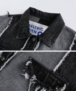 Aelfric Eden | Unisex Denim Blended Fabrics Cotton Fringes Oversized Denim -Aelfric Eden Shop org 1273