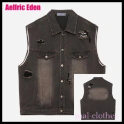Aelfric Eden | Button-down Unisex Denim Street Style Plain Cotton