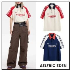 Aelfric Eden | Unisex Street Style Plain Cotton Skater Style Polos