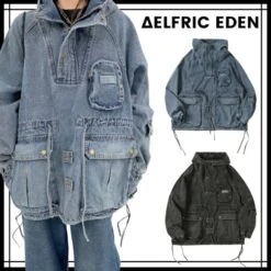 Aelfric Eden | Unisex Denim Street Style Plain Cotton Oversized Denim