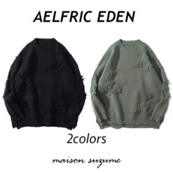 Aelfric Eden | Crew Neck Street Style Long Sleeves Plain Cotton Sweaters