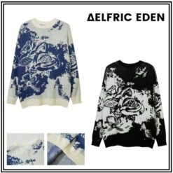 Aelfric Eden | Crew Neck Pullovers Flower Patterns Unisex Street Style