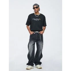 Aelfric Eden | Unisex Denim Street Style Plain Cotton Wide Leg Washed Denim -Aelfric Eden Shop org 444