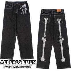 Aelfric Eden | Printed Pants Skull Denim Street Style Plain Jeans