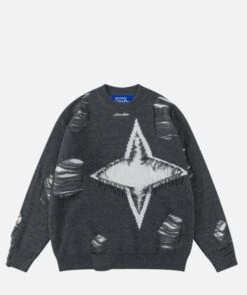 Aelfric Eden | Crew Neck Pullovers Star Unisex Street Style Bi-color -Aelfric Eden Shop org 489