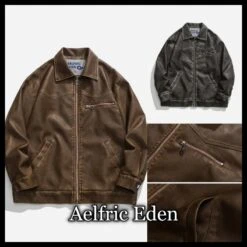 Aelfric Eden | Unisex Faux Fur Street Style Plain Oversized Biker Jackets