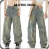 Aelfric Eden | Unisex Denim Street Style Cotton Fringes Washed Denim Jeans