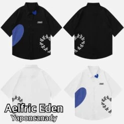 Aelfric Eden | Heart Unisex Street Style Short Sleeves Logo Front Button