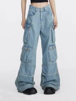 Aelfric Eden | Unisex Denim Street Style Plain Cotton Wide Leg Jeans -Aelfric Eden Shop org 664