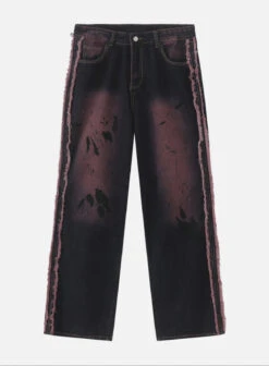 Aelfric Eden | Unisex Denim Street Style Tie-dye Cotton Fringes Jeans -Aelfric Eden Shop org 692